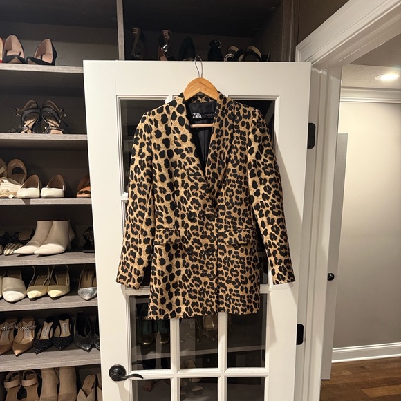 Zara Jackets & Blazers - ZARA NWT Animal Print Button Frock Coat